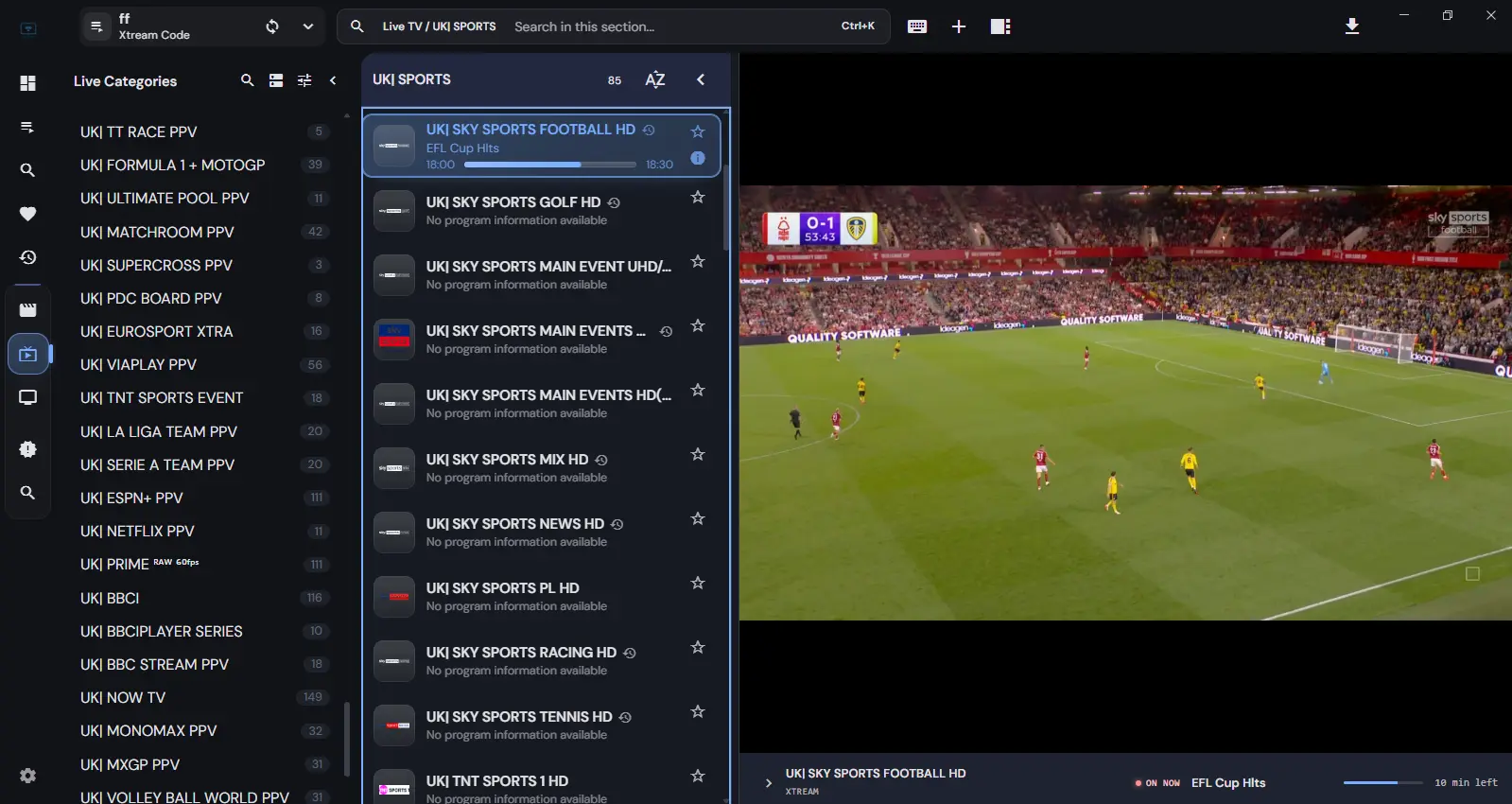 Live Premier League & Sky Sports Football